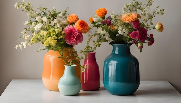 three vases with flowers in them one of which is a vase with the other with the word  im on it