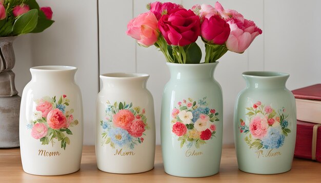 three vases with the word  me  on them