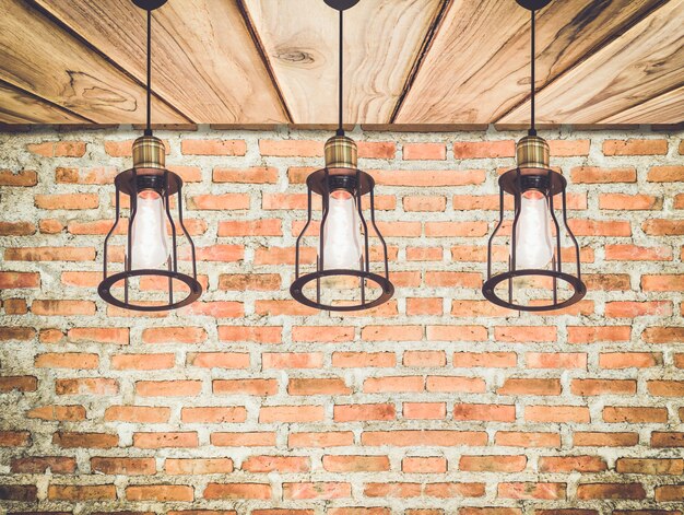 three vintage hanging lamp in the room