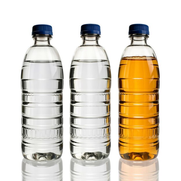 Three water bottles isolated on white with clipping path