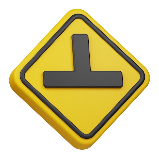 three way intersection 3d icon isolated on the white background