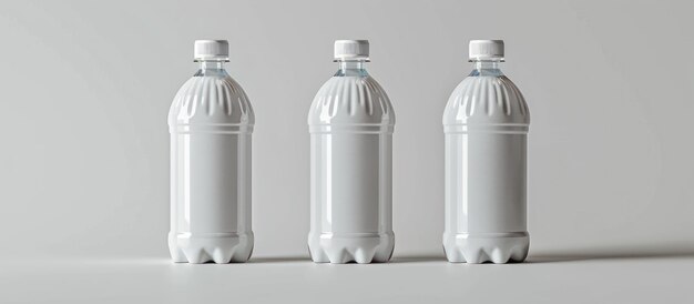 Three White Bottles Aligned Together