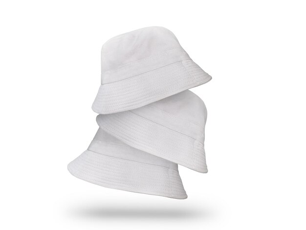 Premium Photo | Three white bucket hats isolated on white background