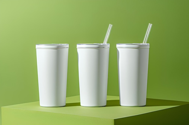 Three white cups