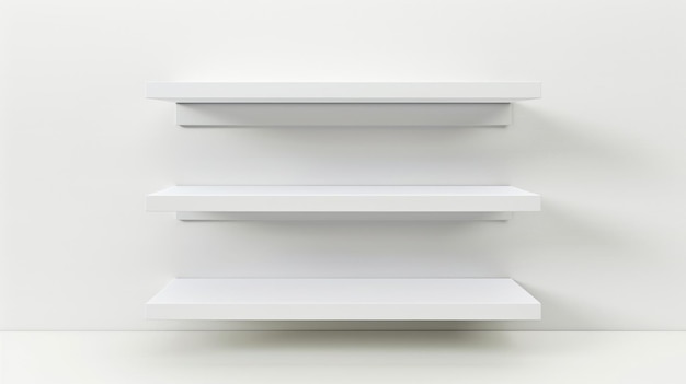 Photo three white shelves with nothing on them