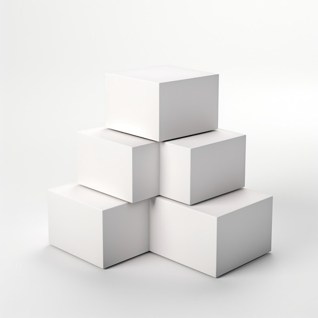 Three white square stands on white background