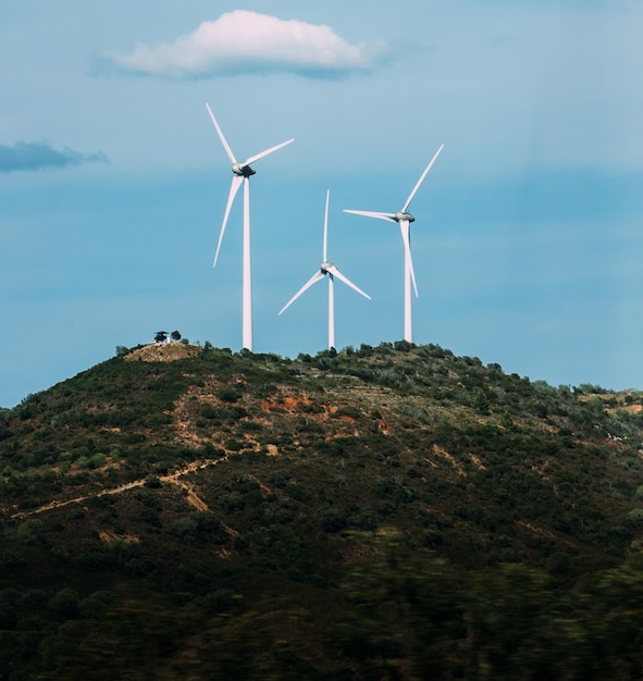 Three wind Turbines in Algarve Portugal
