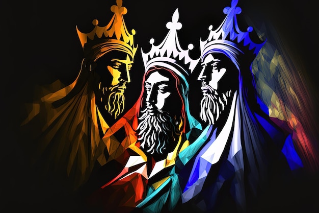 구유 디자인 일러스트레이션을 위한 그림자 속의 세 현명한 왕