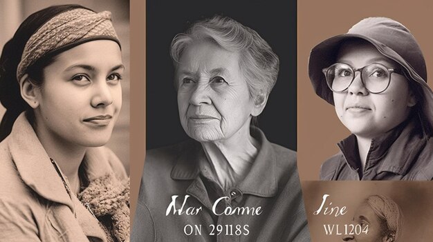 Three women with the words war comme on 29.