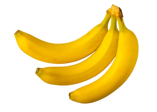 Three yellow banana Isolated.