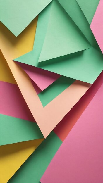 Threecolor paper background with geometric shapes light green pink and yellow pop culture