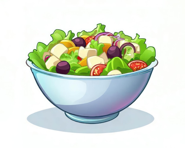 Photo threedimensional bowl of salad in cartoon style