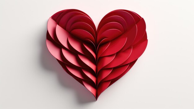 A threedimensional heart made of layers of red paper creating a Valentines Day decoration