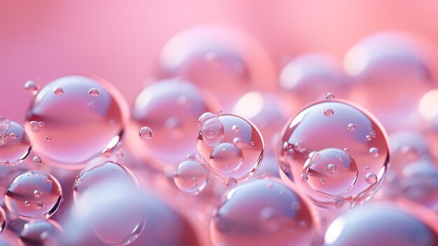 A threedimensional illustration of pastelcolored bubbles drifting against a pink backdrop Generative AI