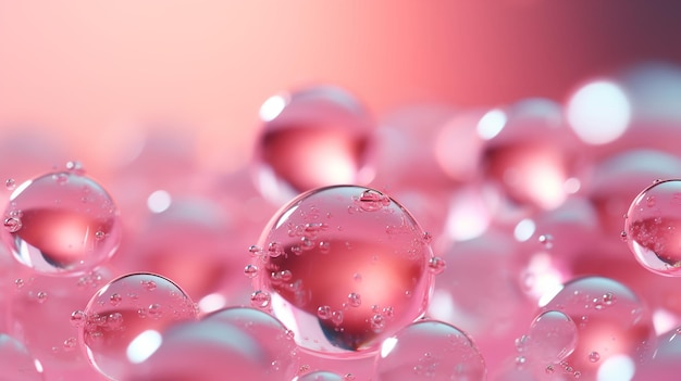 A threedimensional illustration of pastelcolored bubbles drifting against a pink backdrop Generative AI