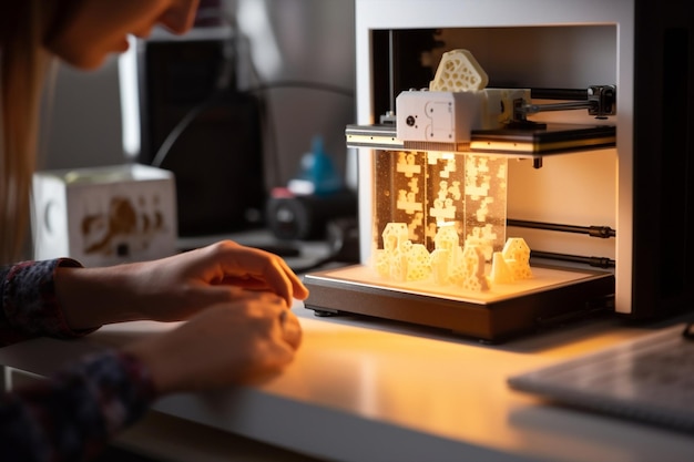 Threedimensional model 3d technology concept engineering printer design printing machine plastic
