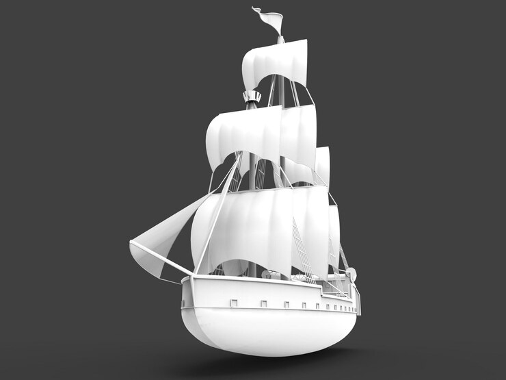 Фотография трехмерная растровая иллюстрация древнего парусника 3d рендеринга