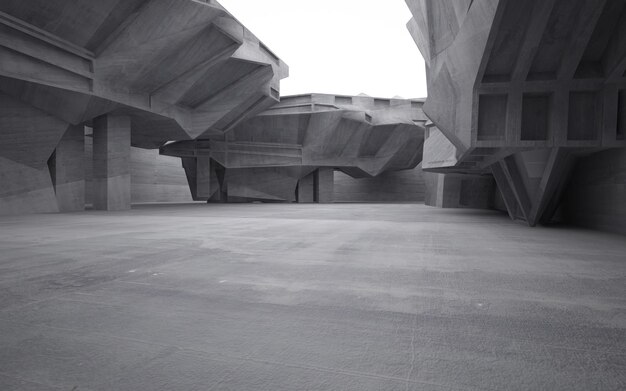 Photo the threedimensional spatial background of cement wall tunnels