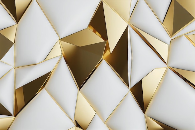 Threedimensional white and gold geometric tiles