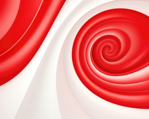 ThreeDimensional White Spiral on Red Abstract Background Creative Concept of Curling Coil