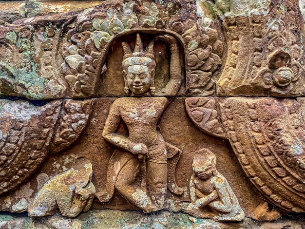 The threelevel Mount Bayon Temple a temple of the Khmer civilization located on the territory of Angkor in Cambodia