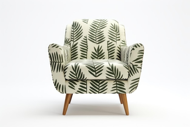 Threequarter View Olive Mid Century Modern Armchair On White Background