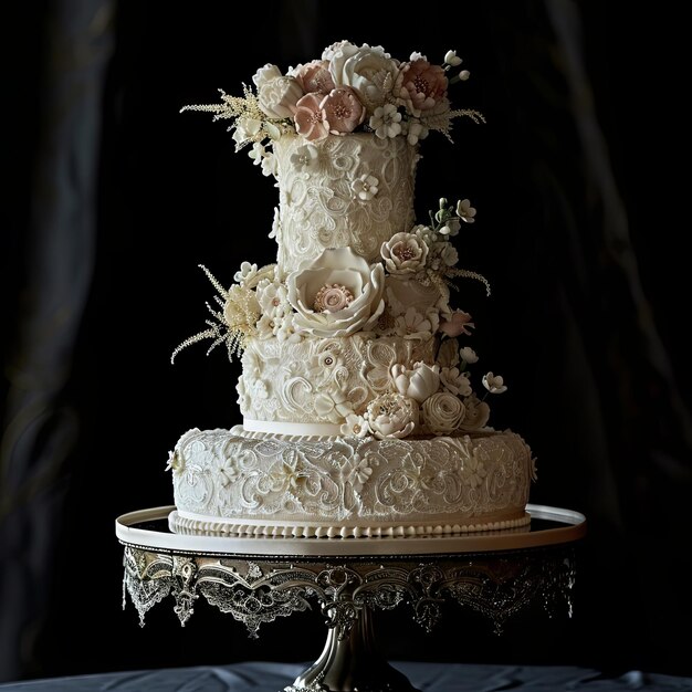 Photo a threetiered wedding cake