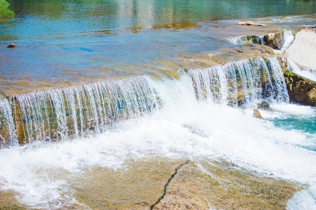 Threshold on the river in the city