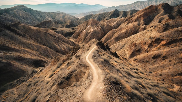 A thrilling aerial image of winding mountain trails inspiring exploration and excitement in the great outdoors