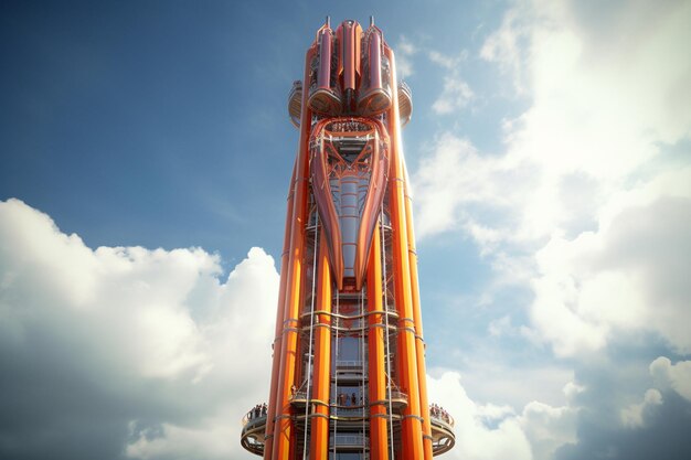 Photo a thrilling drop tower ride with riders experienci 00158 01