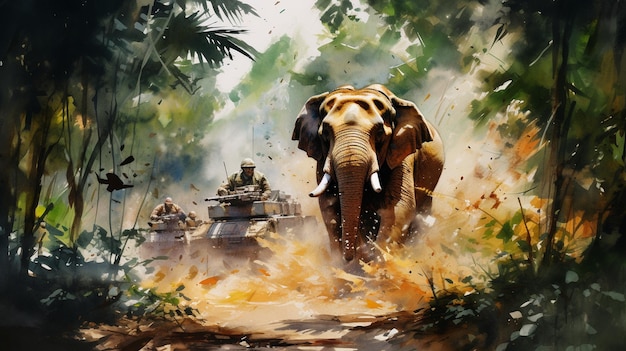 Thrilling Hunting Expedition Watercolor Image