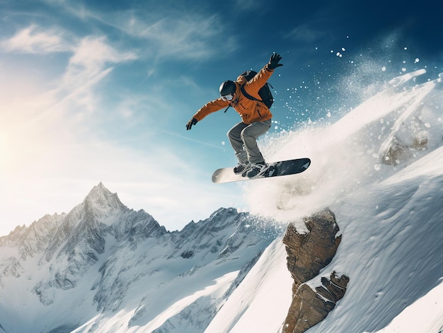 thrilling outdoor adevnture sport snowboard