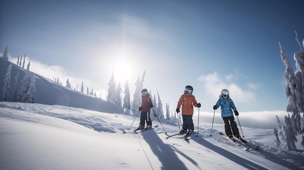 Thrilling Ski Adventure in Snowy Forest Generative AI