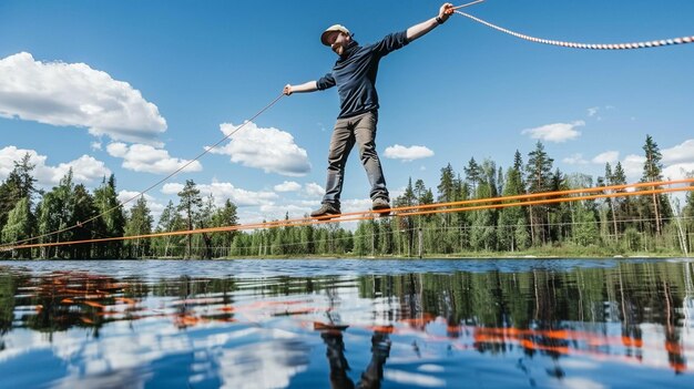 Thrilling Slacklining Performance