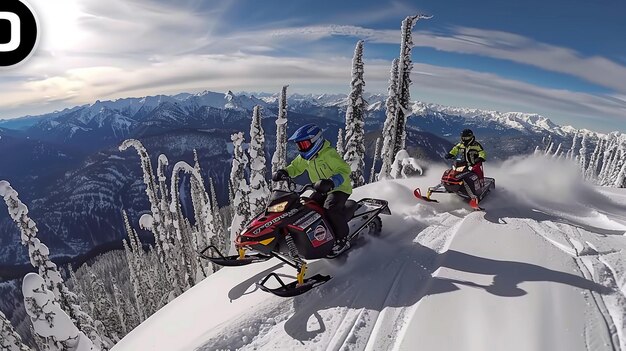 Photo thrilling snowmobiling adventure