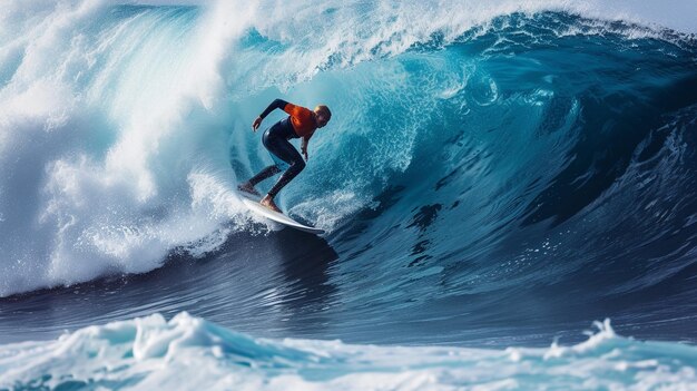 Photo a thrilling surf competition surfer background