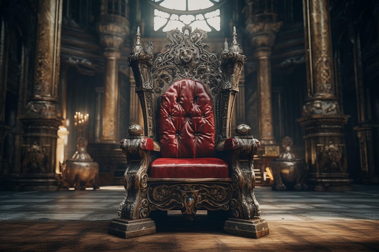 Photo throne of the kings on bricks wall background vip throne red royal throne 3d render