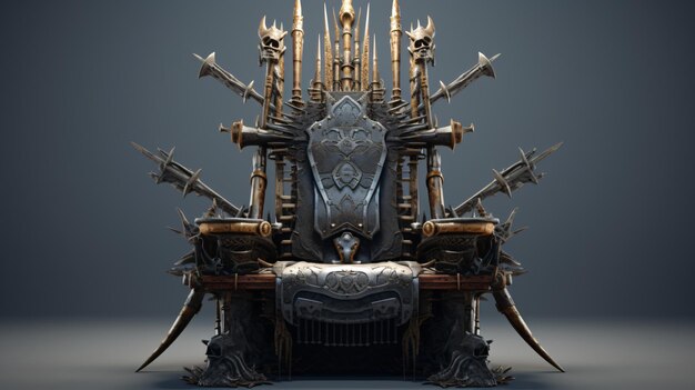 Foto trono realizzato con rendering 3d di armi