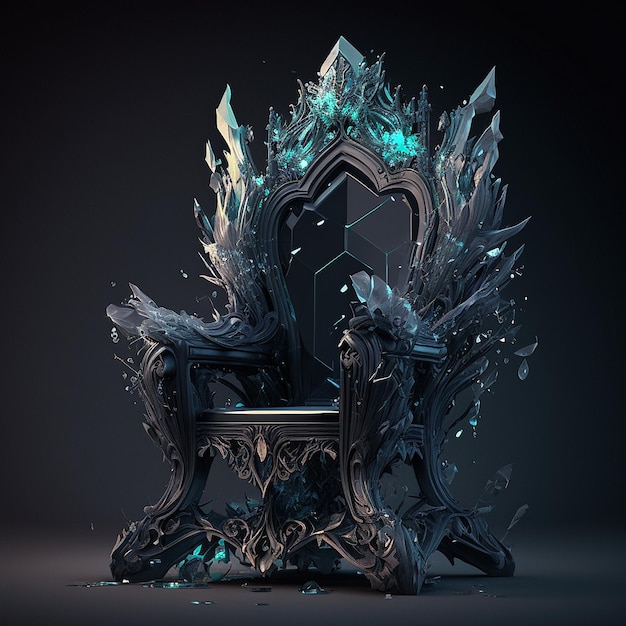 Throne with black crystal royal armchair ai generated art