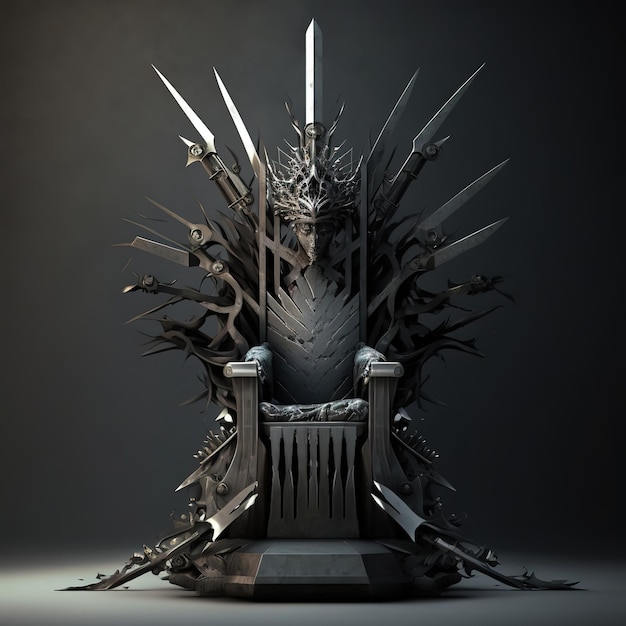 A throne with a sword on it and a sword on it.