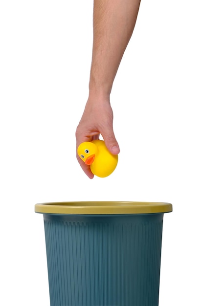 Throw yellow rubber duckling in trashEnd childhood beginning adulthood