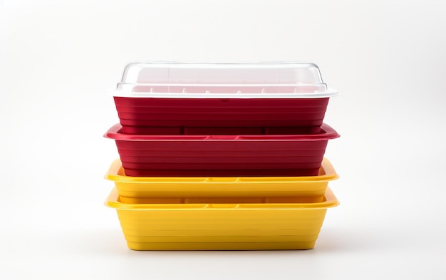 Photo throwaway takeout tubs isolated on transparent background