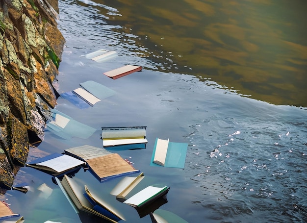 Foto libri di lancio libri volanti isolati su sfondo bianco con tracciato di ritaglio