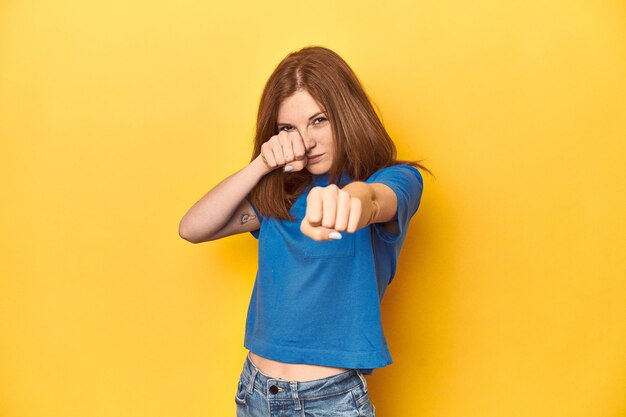 Throwing a punch anger fighting due to an argument boxing