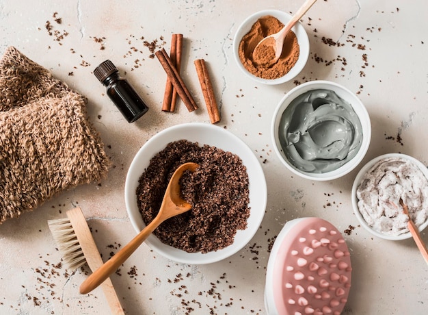 Thuis anticellulitis producten koffie scrub cosmetische klei essentiële sinaasappelolie hand anticellulitis massager noten scrub kaneel natuurlijke luffa