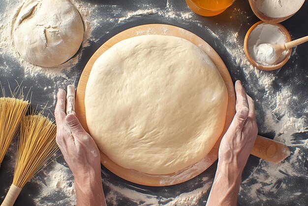 Thuis deeg maken voor de bereiding van pizza of pierogi