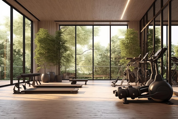 thuis gym inspiratie ontwerp professionele reclame fotografie ai gegenereerd