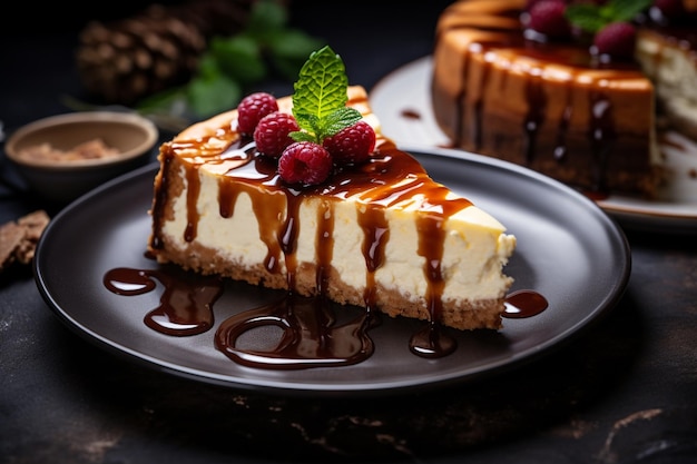 Thuisgemaakte cheesecake met caramel saus Decadent Delight