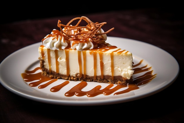 Thuisgemaakte cheesecake met gezouten caramel drizzle Decadent dessert indulgence