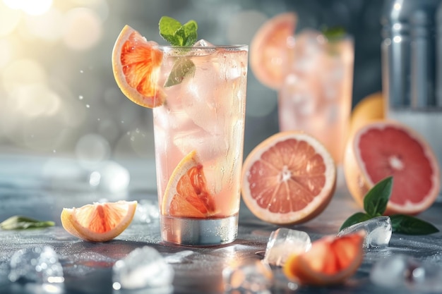 Thuisgemaakte citrusvruchten cocktail met grapefruit plakjes voor een verfrissende pauze